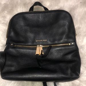 Michael Kors black leather backpack